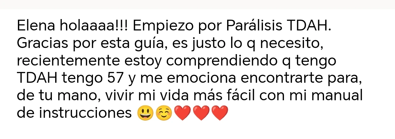 Mensaje real de una persona usando TDAH Hacks